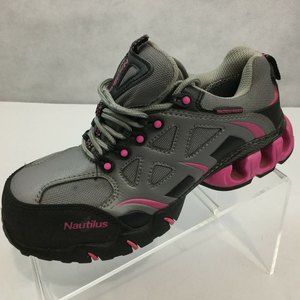 Nautilus Steel Toe Safety Work Boots Size 6.5 Gray Pink Hiking Walking Outdoors
